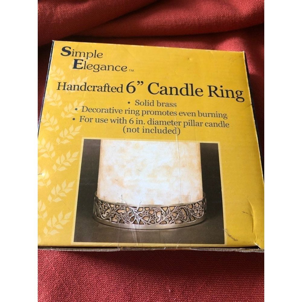Simple Elegance hand‎ crafted Vintage brass silver finish 6" Candle ring